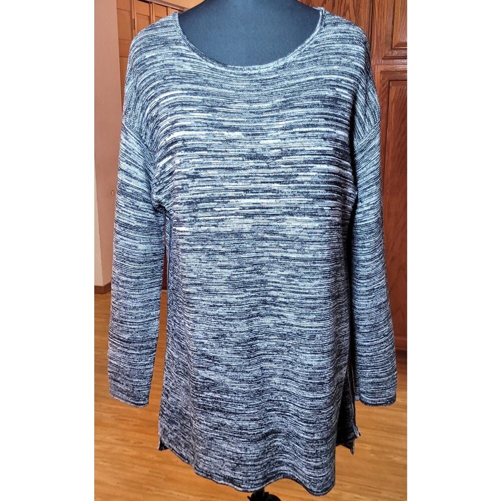 ELLEN TRACY Womens Sweater XL Pullover Black Scoop Neck Knit Norm Minimalist